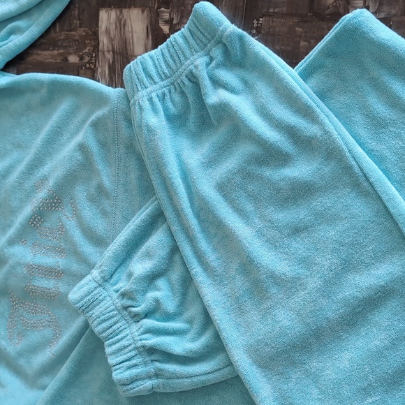 Juicy Couture 💎 Y2K Rhinestone Crystal Blue Tracksuit, Terry (Medium) - Picture 10 of 16